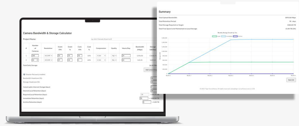Camera Bandwidth and Storage Calculator